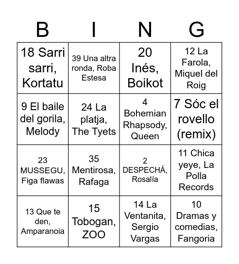 Bingo Pasturets! Bingo Card