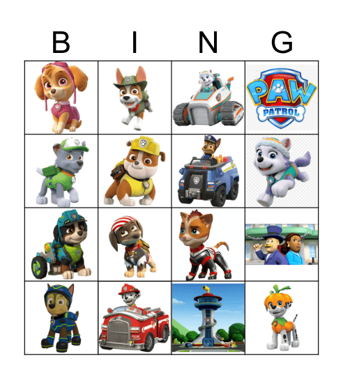 Paw Patrol BINGO Card