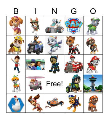 Paw Patrol BINGO Card