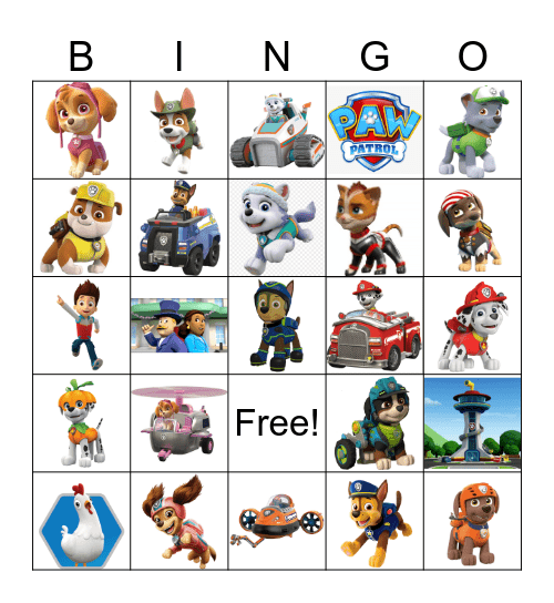 Paw Patrol BINGO Card