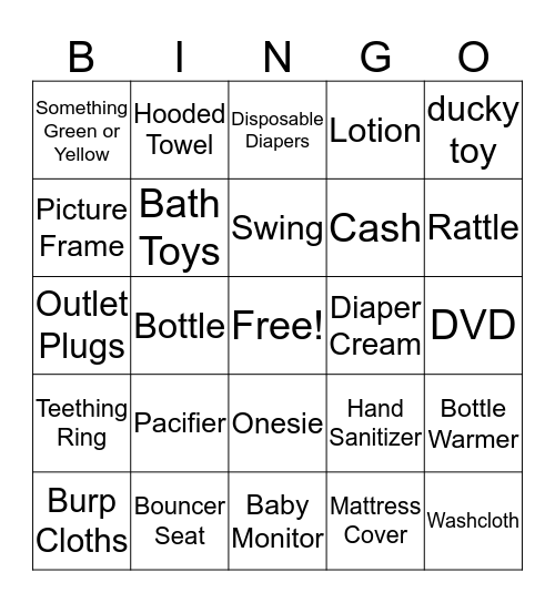 BABY Bingo Card