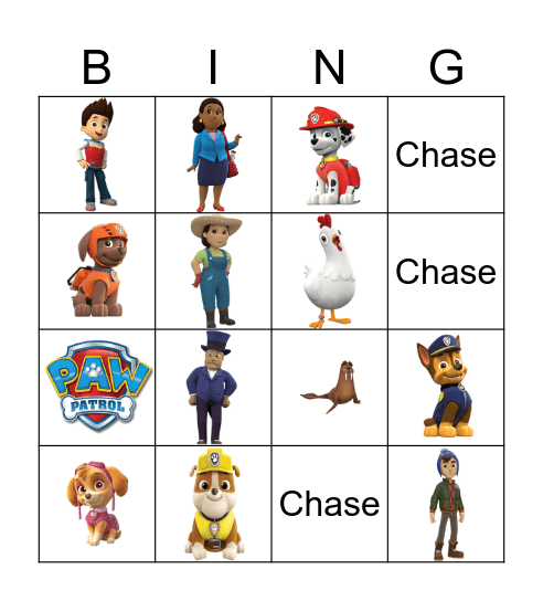 Paw Patrol Bingo Card