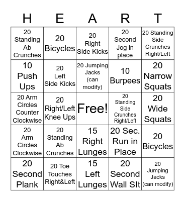 Happy Heart Month  Bingo Card