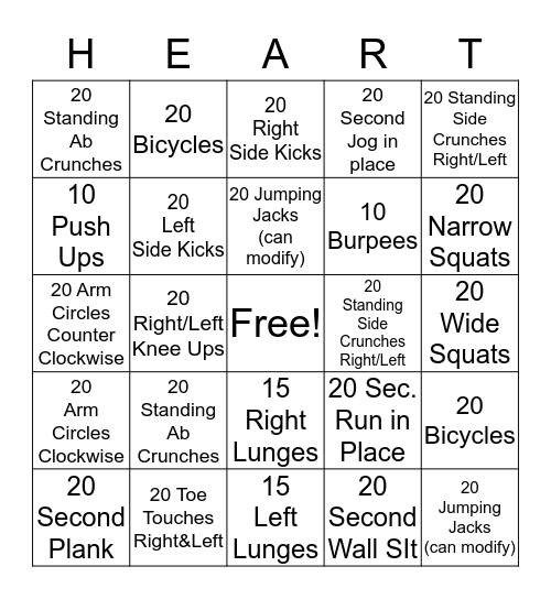 Happy Heart Month  Bingo Card