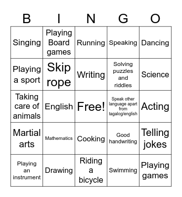 Strengths Bingo Card