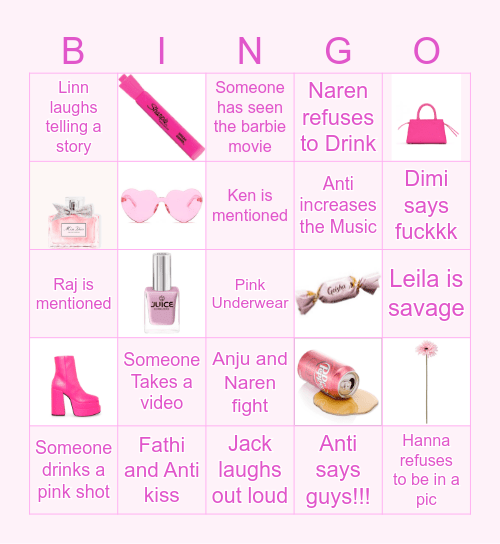 Barbie Bingo Card