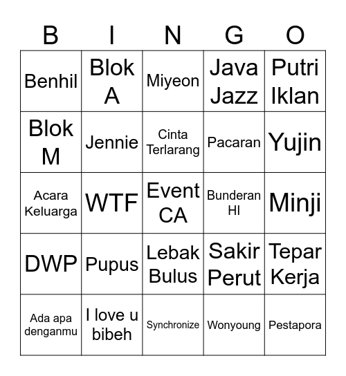 TRIA Bingo Card