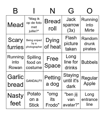 Elfia Arcen 2023 - Saturday Bingo Card