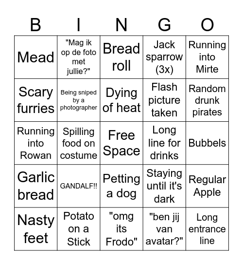 Elfia Arcen 2023 - Saturday Bingo Card