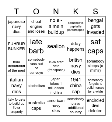 GS HOI4 BINGO Card