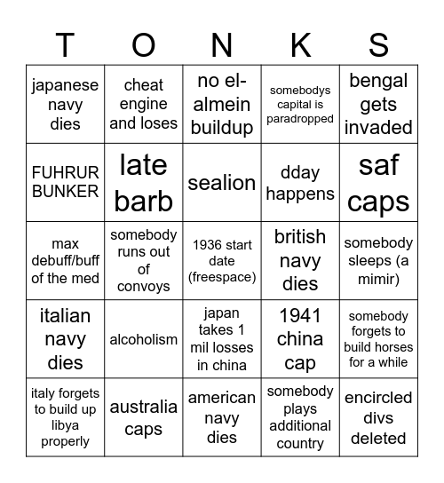 GS HOI4 BINGO Card