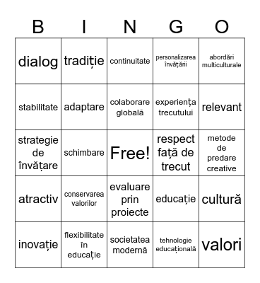 Tradiție și inovație Bingo Card