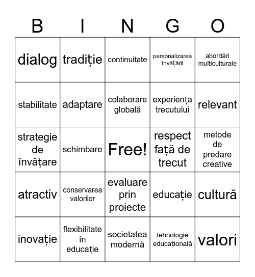 Tradiție și inovație Bingo Card