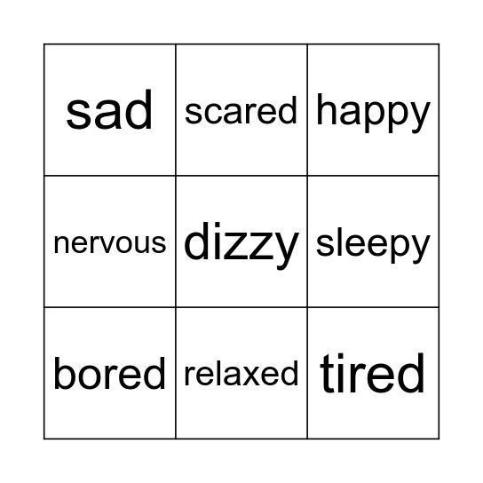 Feelings Bingo Card