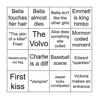 Twilight Bingo Card