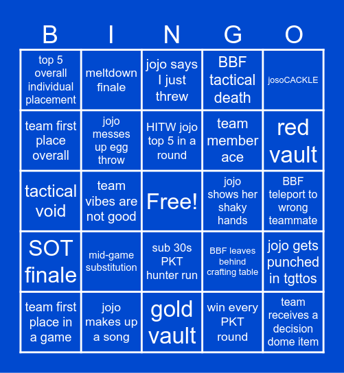 MCC 34 BLUE BATS BINGOOOO Bingo Card