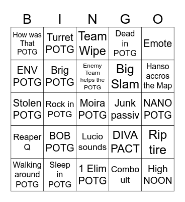 POTG Bingo Card