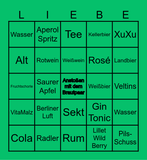Hochzeit von Chrissi & Dominik Bingo Card