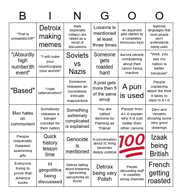 TSPRP bingo card Bingo Card