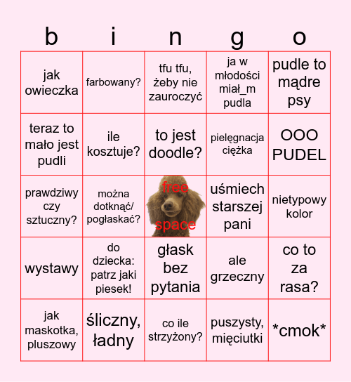 spacer z Dantem Bingo Card