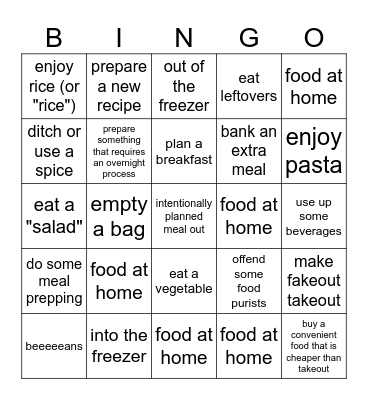 Spicy September Iron Chef Bingo Card