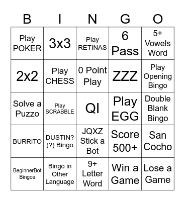 Scrabble Bingo Card
