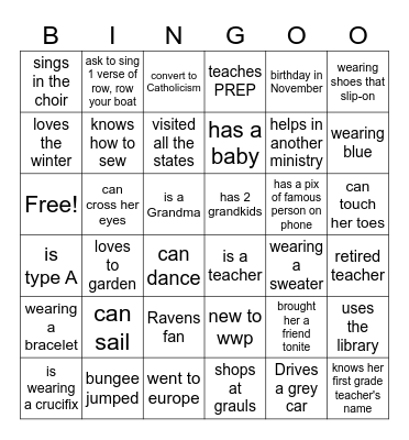 SABB WWP Bingo Card