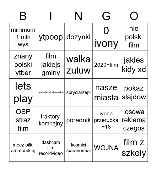 lepszy tiktok Bingo Card