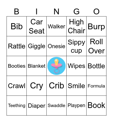 Baby Shower Bingo Card