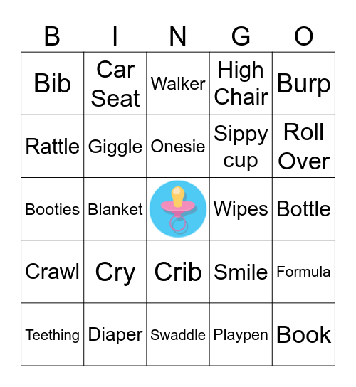 Baby Shower Bingo Card