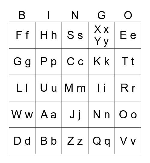 Alphabet Bingo Card