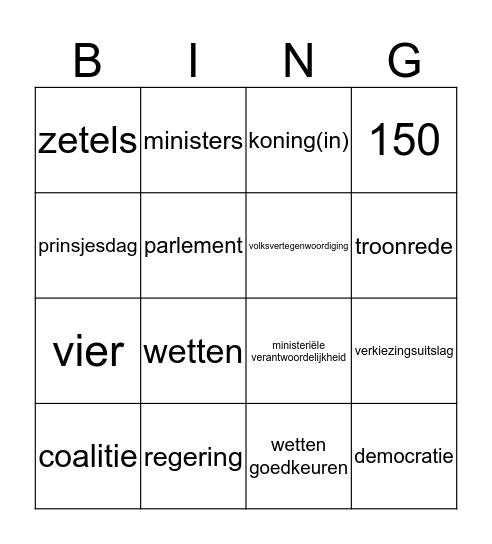 politieke bingo Card