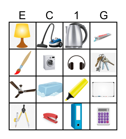Everyday Common Items Bingo Card