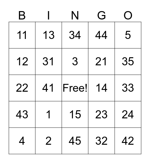 Just 4 Fun Bingo Card