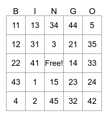 Just 4 Fun Bingo Card