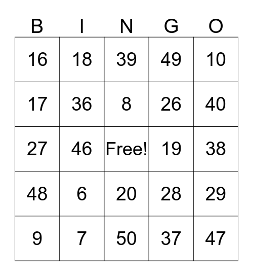 Just 4 Fun Bingo Card