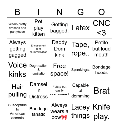 🎀PrincessDistress🎀 Bingo Card