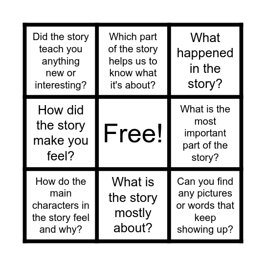 What's the Main Idea? Bingo Card