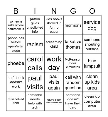 Central Point Library Bingo Card