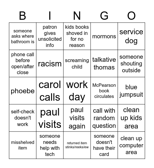 Central Point Library Bingo Card