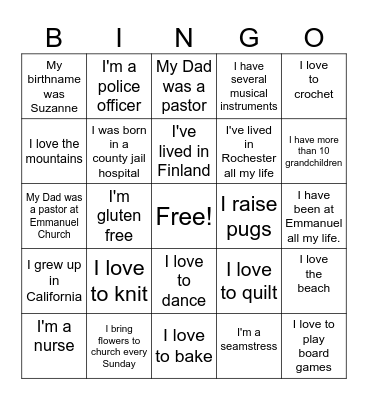 Getting to Know You Bingo Card