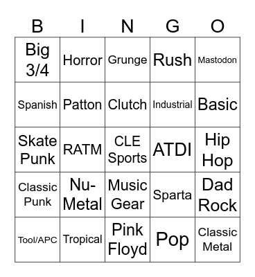 Mars Volta Bingo Card