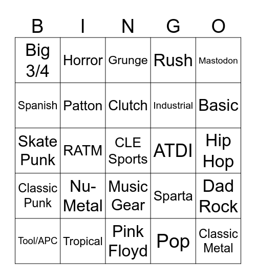 Mars Volta Bingo Card