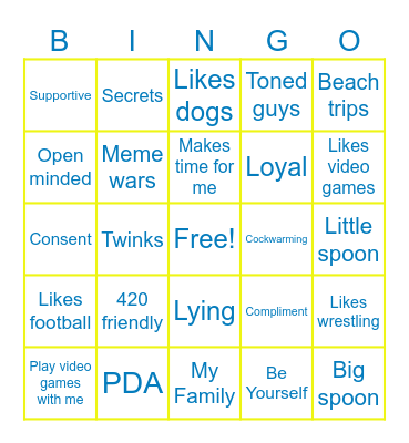 Relationship Bingo Card