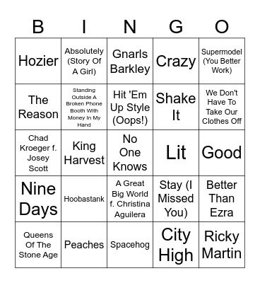 One-Hit Wonders (Part 2) Bingo Card