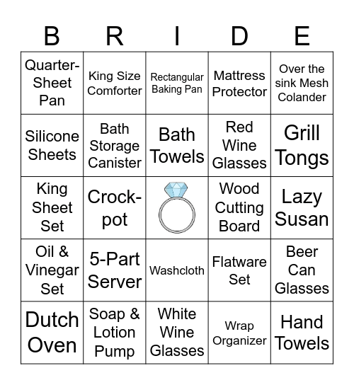 Bridal Bingo Card