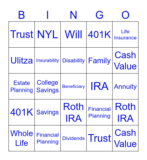 NEW YORK LIFE Bingo Card