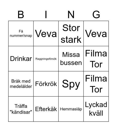 Cb's utekväll Bingo Card