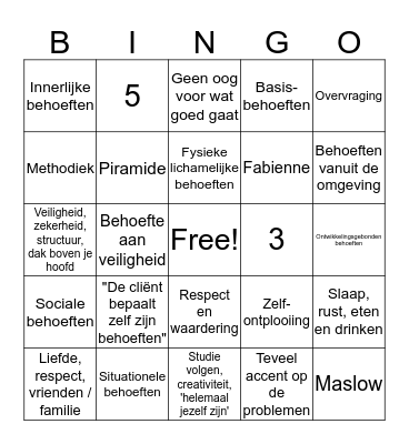 Methodiek Bingo Card