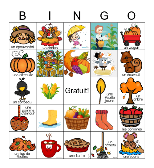 L'automne Bingo Card